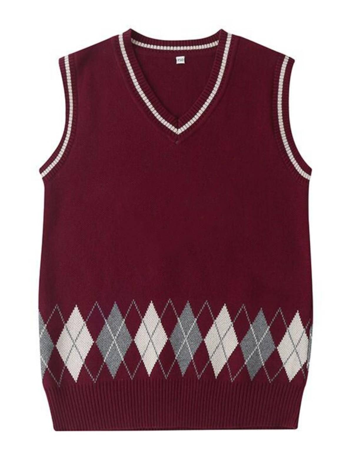 Eaton primary school student knit vest school uniform V -neck sweater vest female dark green British wind hair shoulder male wool