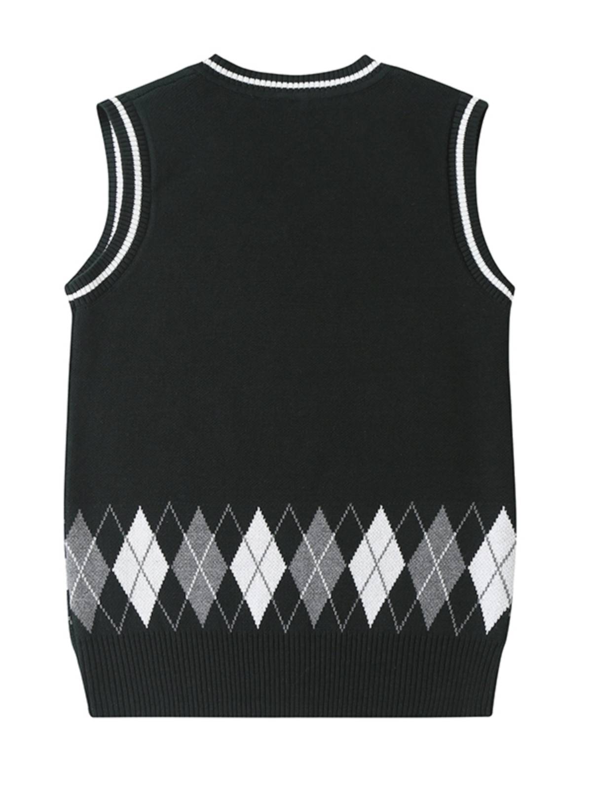 Eaton primary school student knit vest school uniform V -neck sweater vest female dark green British wind hair shoulder male wool