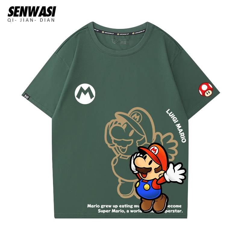Uniqlo Testing Room Super Mary Mario Louis Gaming Surrounding Short Sleeve Male and Children's Printing