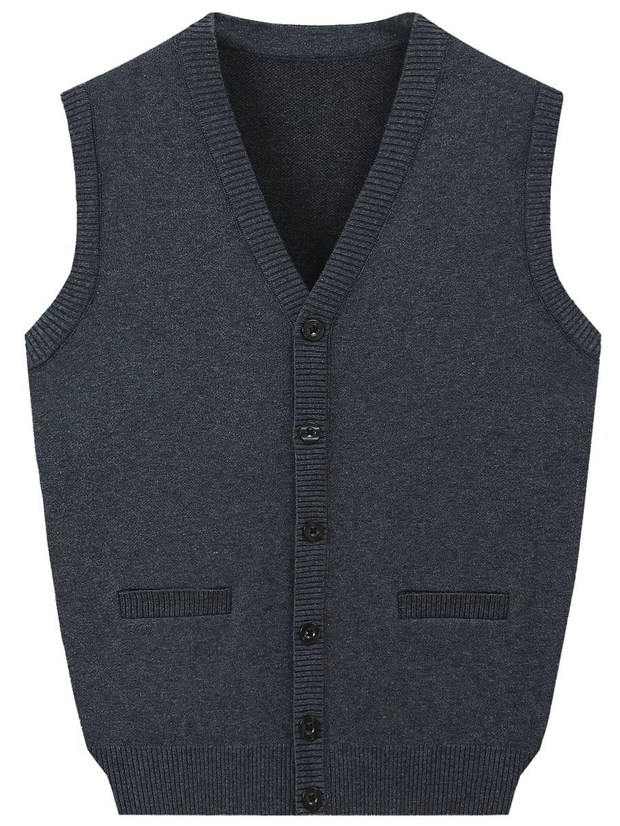 Dad's wool knitted cardigan sweater men's vest vest Thick middle -aged and elderly men's grandfather spring and autumn and winter