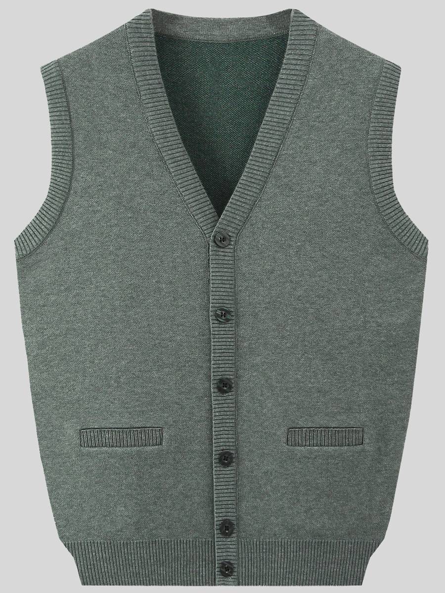 Dad's wool knitted cardigan sweater men's vest vest Thick middle -aged and elderly men's grandfather spring and autumn and winter