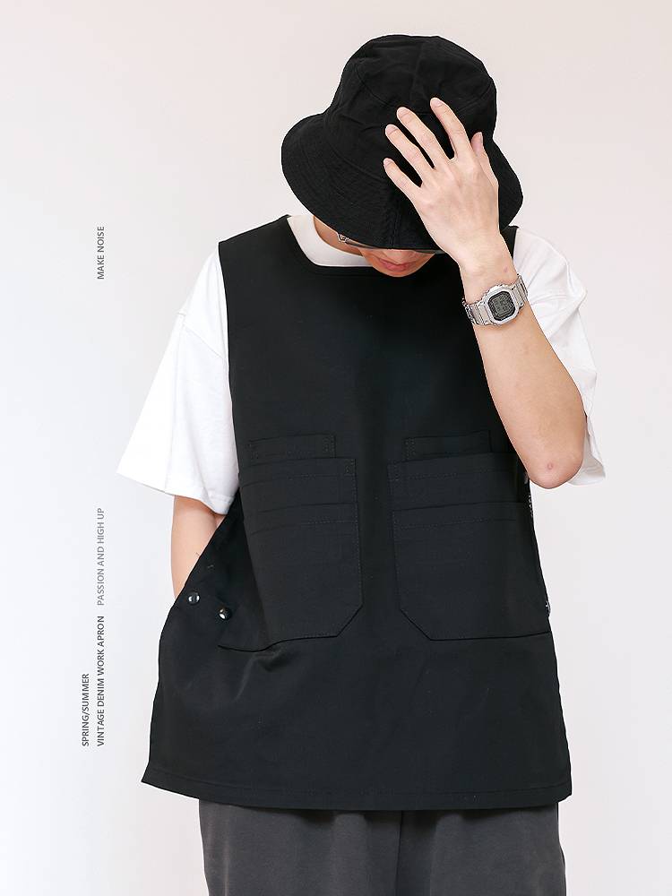 Sleeveless hood, barista tea shop kitchen restaurant art anti -pollution special vest apron custom print logo