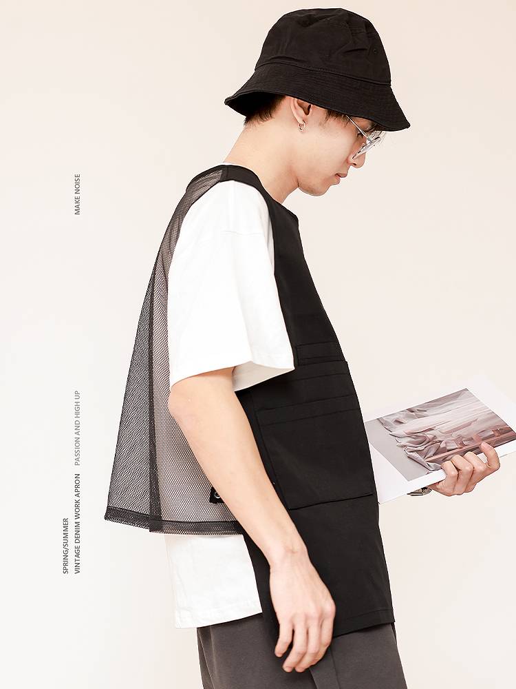 Sleeveless hood, barista tea shop kitchen restaurant art anti -pollution special vest apron custom print logo