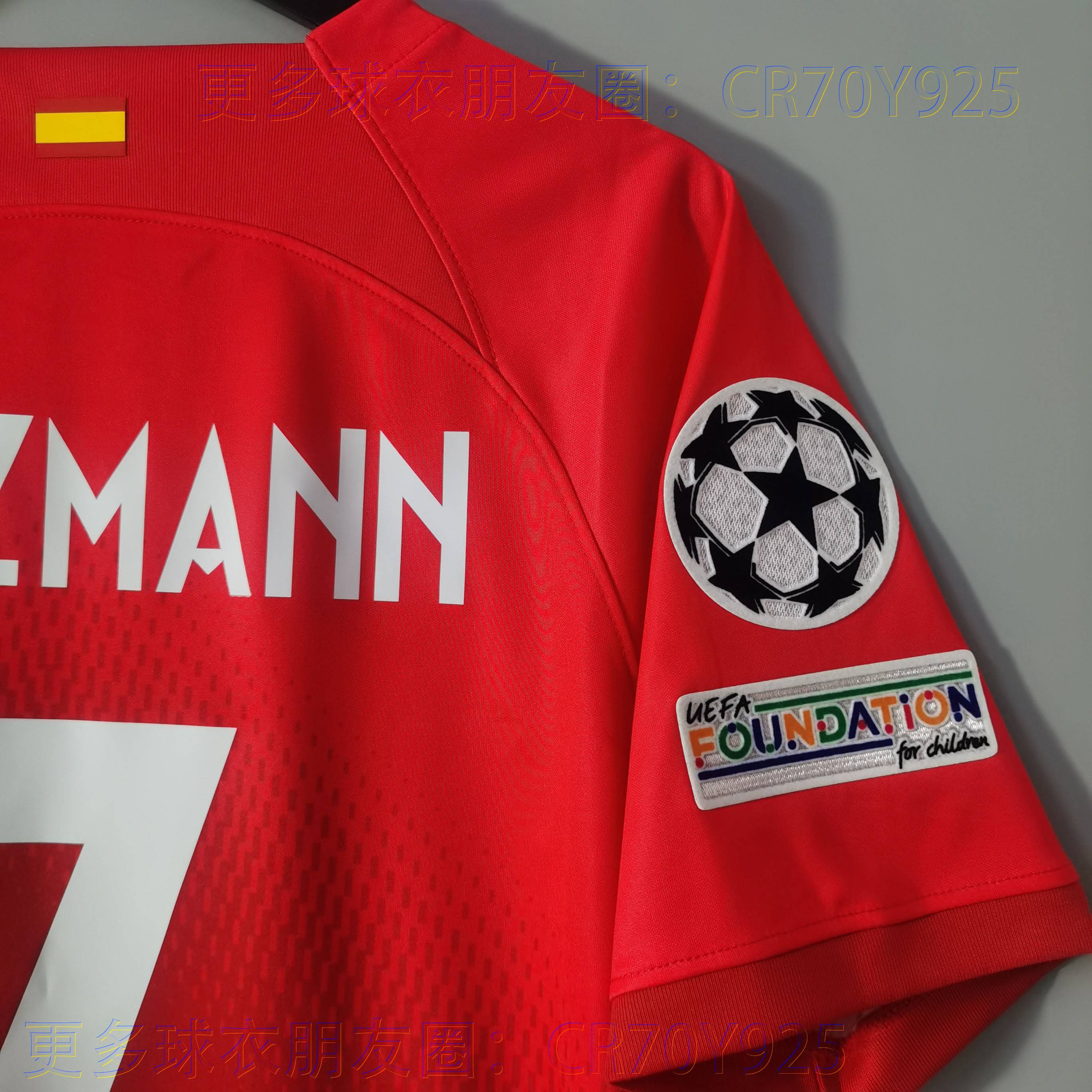 New Madrid's home jersey Champions League Version Griez Manda Paulooma short -sleeved football uniform