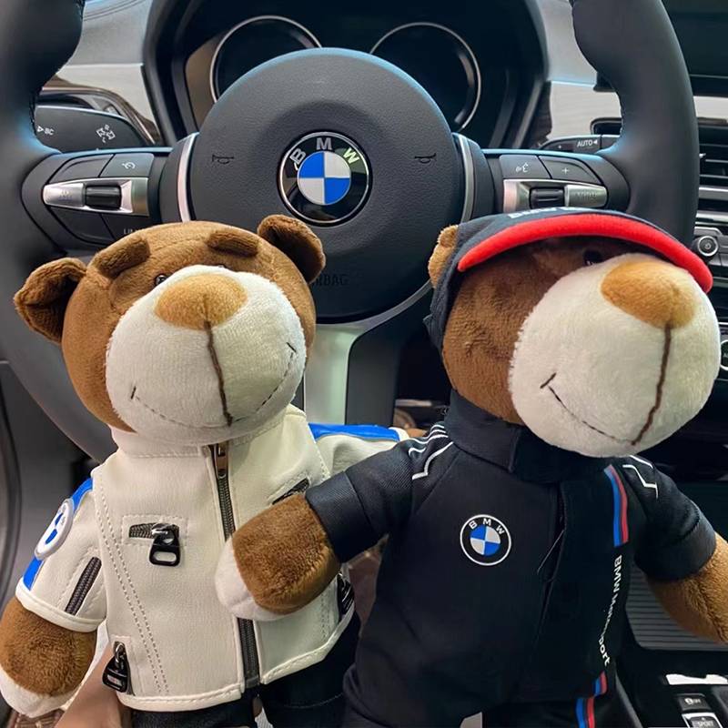 BMW Bear BMW doll doll doll baby bear motorcycle hanging tail box decorative gift bear plush toy gift