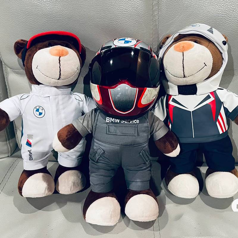 BMW Bear BMW doll doll doll baby bear motorcycle hanging tail box decorative gift bear plush toy gift