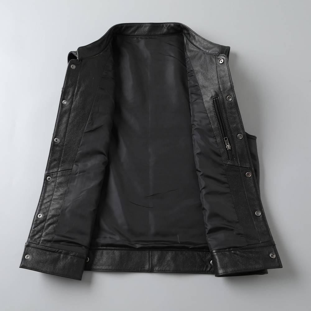 Son of chaos!Harley locomotive vest leather collar leather leather jacket men's riding leather vest