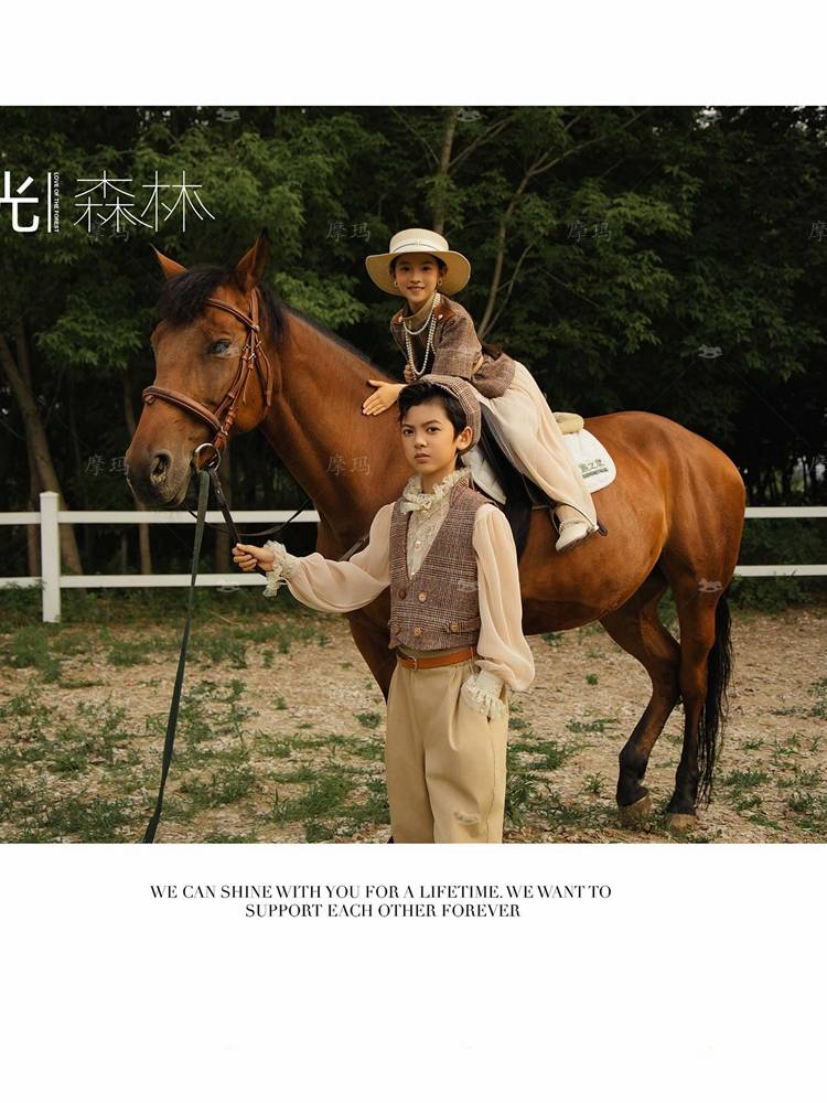 Outdoor Racecourse Riding Big Boy, Men's Female, Family Photography, Photography, Photo Studio Photo Photo Photo Theme Trend Brand Cool Handslike Riding Clothing Set