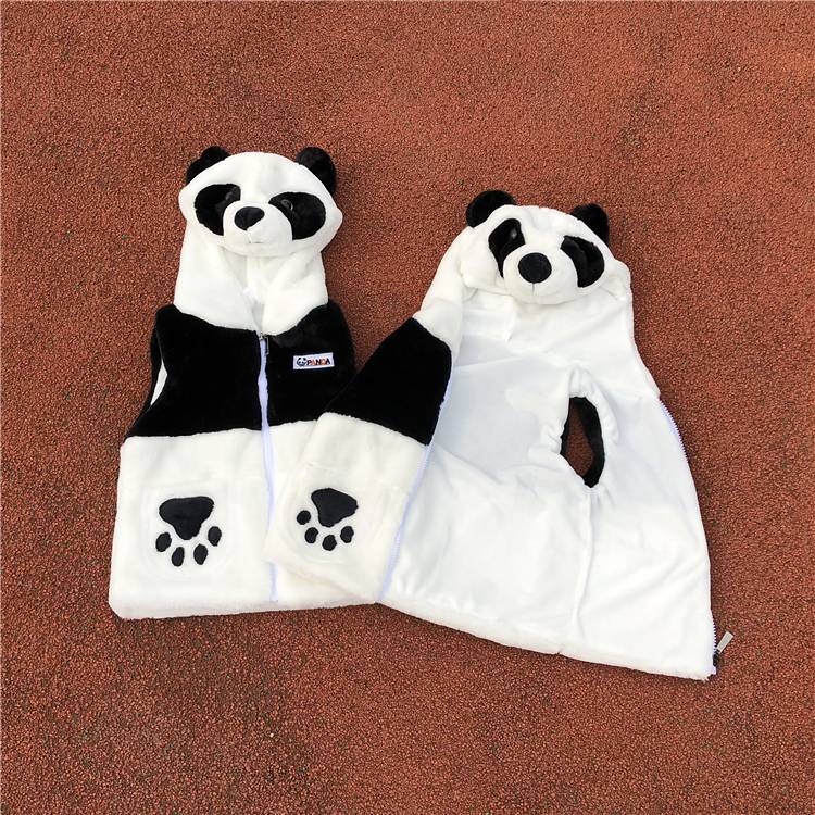 Panda base authentic panda vest, shoulder vest parent -child plush long sleeve clothes winter winter