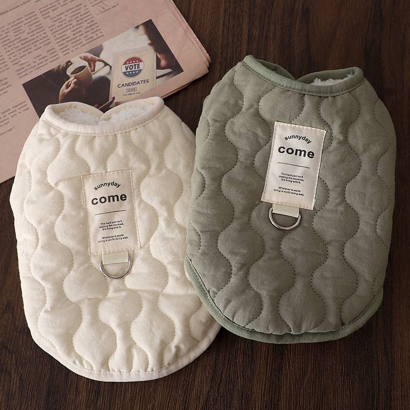 Cat autumn and winter vest vest, warm and cashmere sweater, small and medium -sized dogs out to pull fastening pet clothes