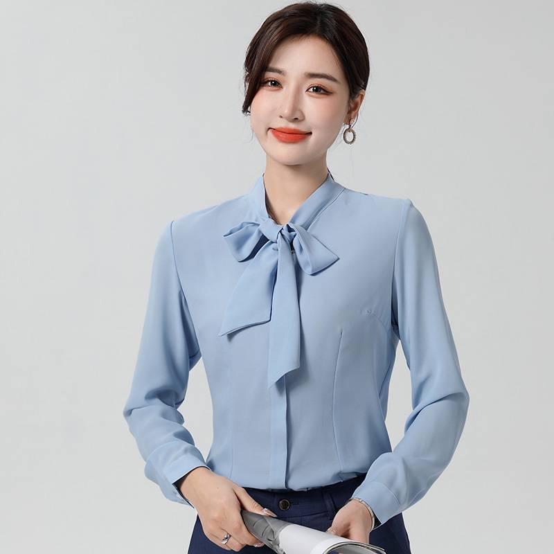 Barura leads the BMW 4S shop slim lady blue long -sleeved shirt work clothes professional chiffon shirt