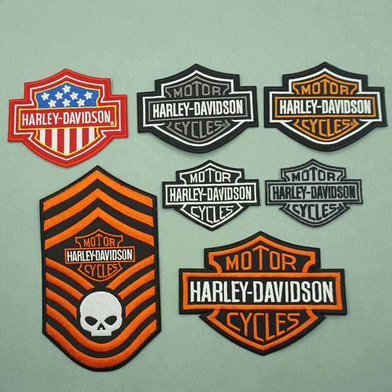 Harley Motorcycle DIY logo embroidery cloth stickers leather vest back stickers stitch to decorate magic stickers