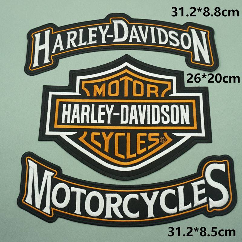Harley Motorcycle DIY logo embroidery cloth stickers leather vest back stickers stitch to decorate magic stickers