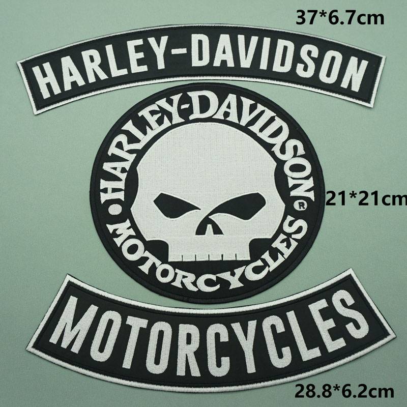 Harley Motorcycle DIY logo embroidery cloth stickers leather vest back stickers stitch to decorate magic stickers