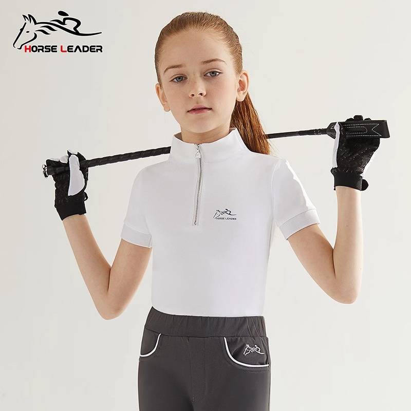 HorseLeader Summer Children's Equestrian Short -sleeved T -shirt Speed Dry Riding Horse Riding Horseing Sergeant