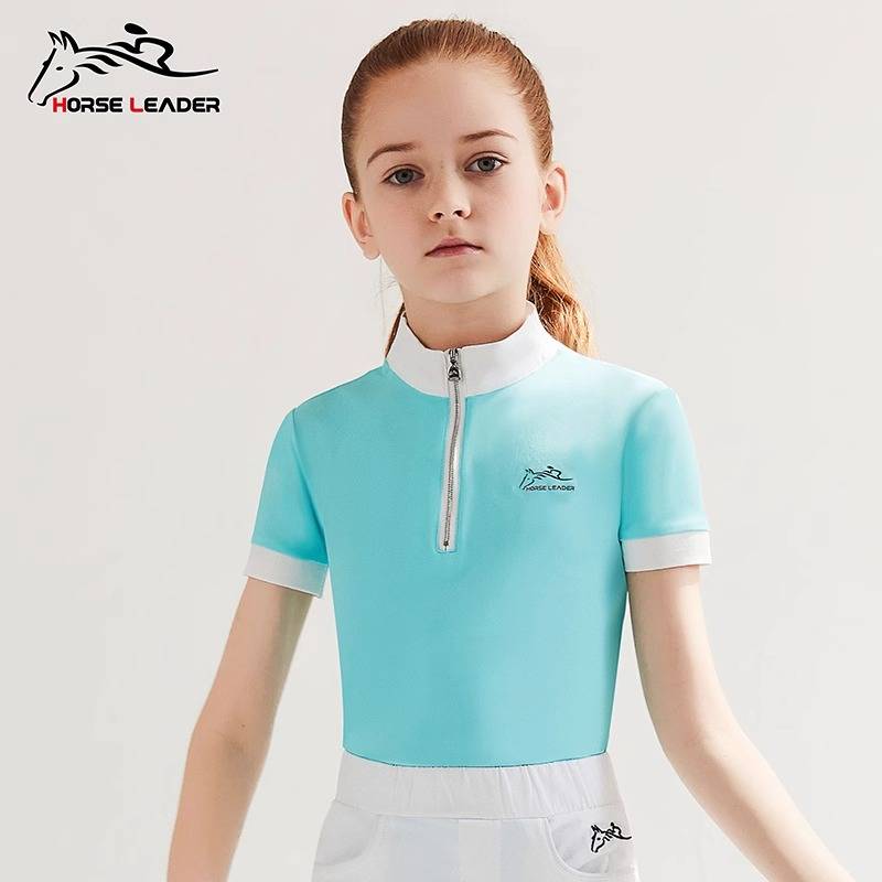 HorseLeader Summer Children's Equestrian Short -sleeved T -shirt Speed Dry Riding Horse Riding Horseing Sergeant