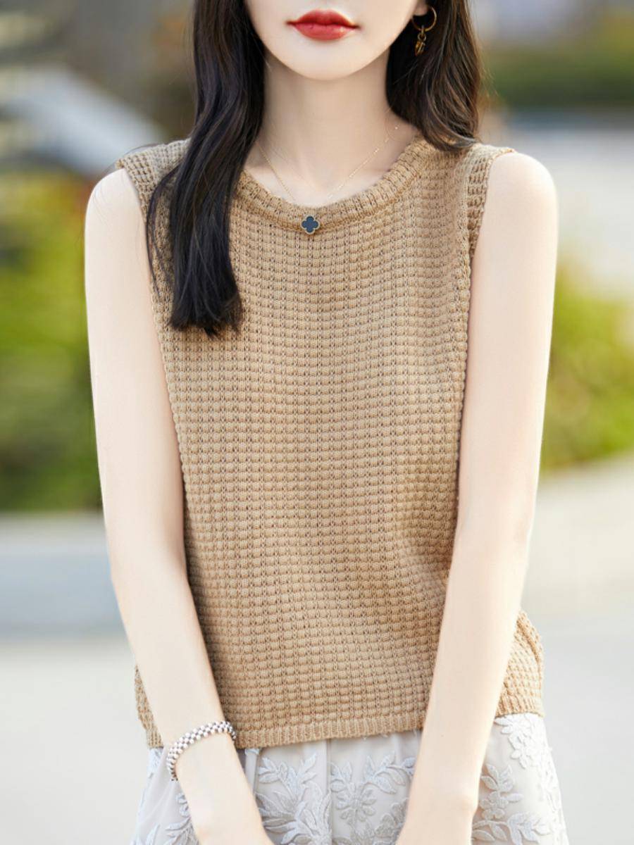 Retro twist knit vest women in summer in summer, qi reduction, thin sleeveless vest, unprecedented versatile small top