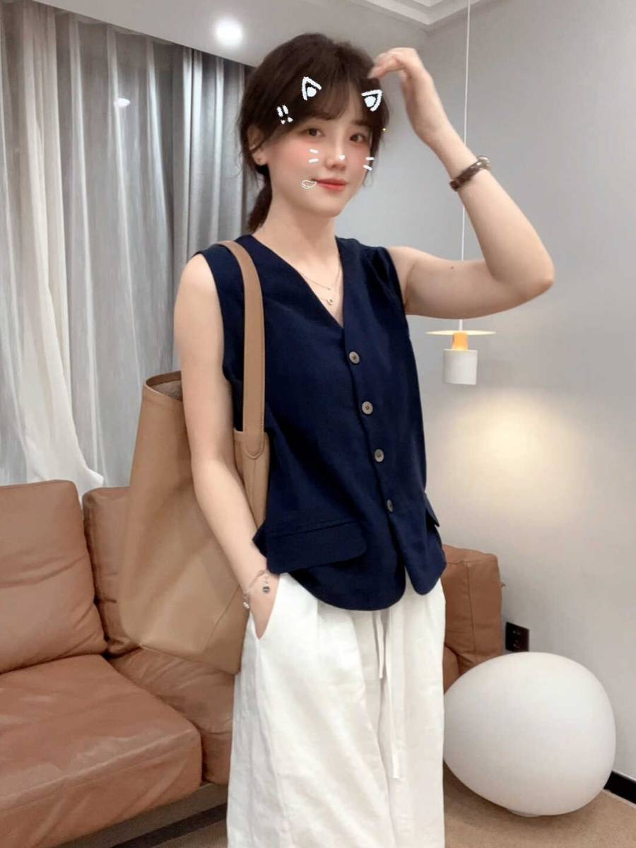 Linen Women's 2024 Summer New Fat MM Short Meat Character Design Achieving Nicty Sleeve Thomats Shirt Female