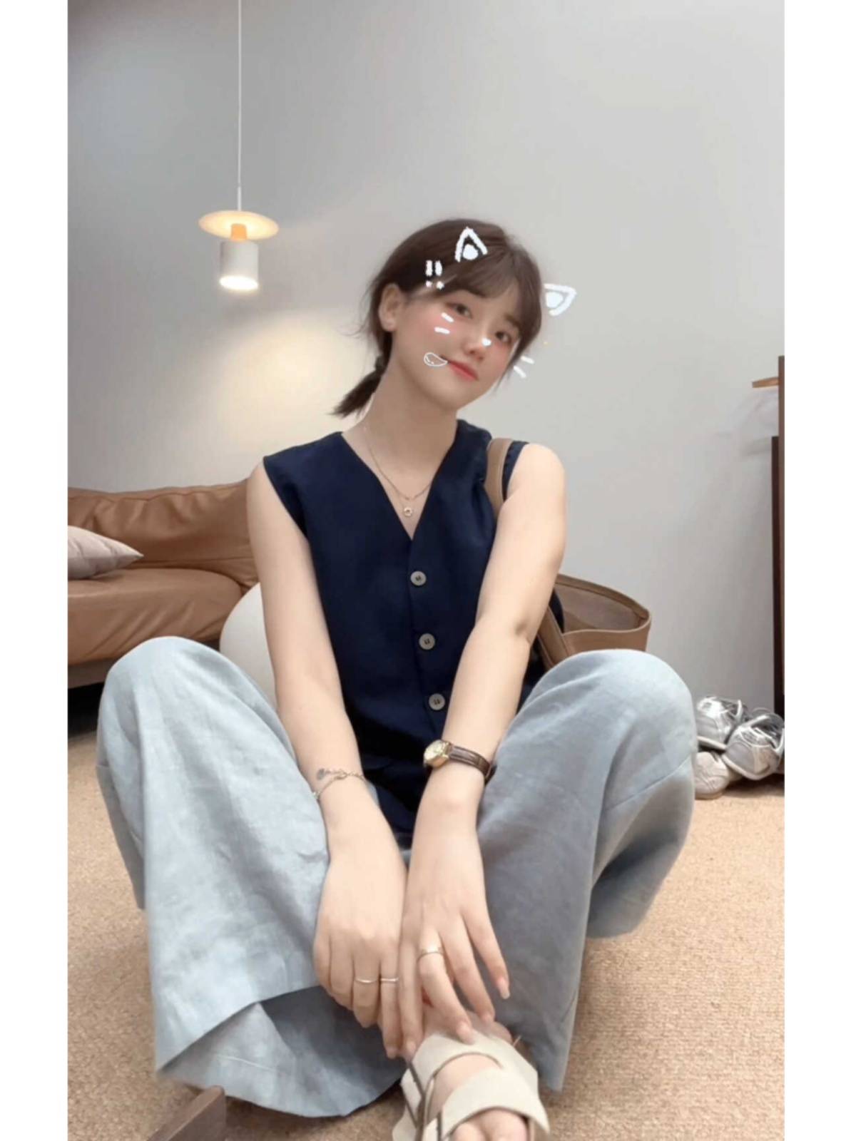 Linen Women's 2024 Summer New Fat MM Short Meat Character Design Achieving Nicty Sleeve Thomats Shirt Female