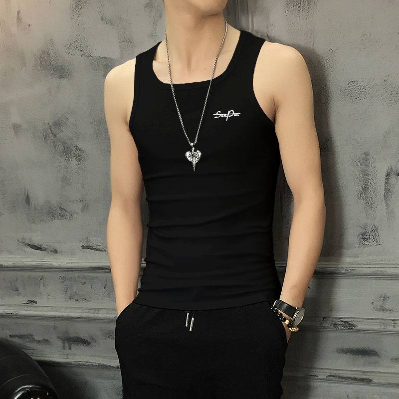 Pure cotton vest men's summer thin -breathable sleeveless vest men's summer new slim sports running shirt