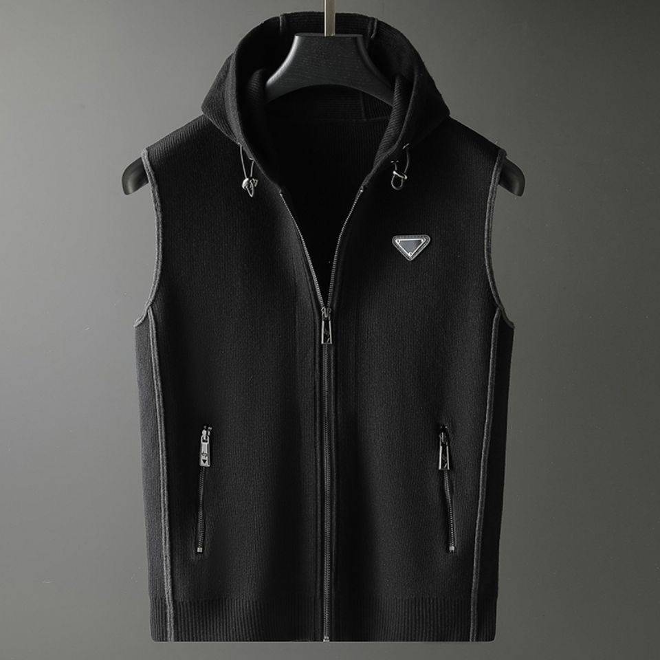 Fashion casual hooded knitted vest men's jackets autumn new urban pop men's vest tops