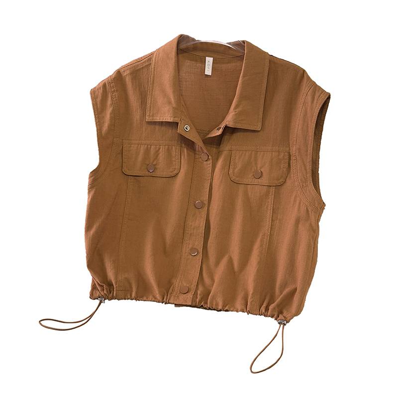 European cargo POLO single -breasted sleeveless vest shirt female summer short high -end sensor jacket jacket jacket