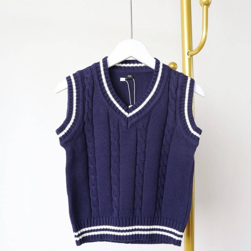 100-150 male and female sweater vest school uniform college wind vest clothing pure cotton middle school children's sweater hurdle shoulders