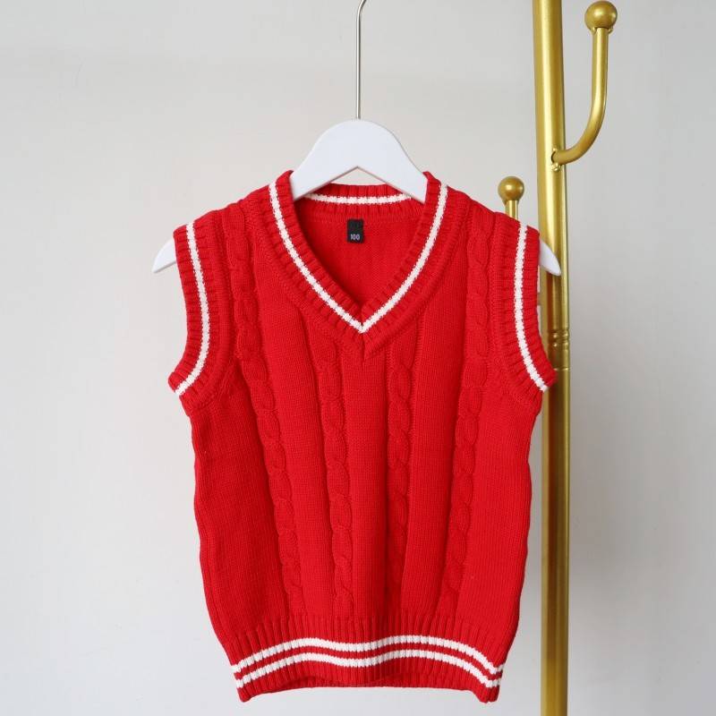 100-150 male and female sweater vest school uniform college wind vest clothing pure cotton middle school children's sweater hurdle shoulders