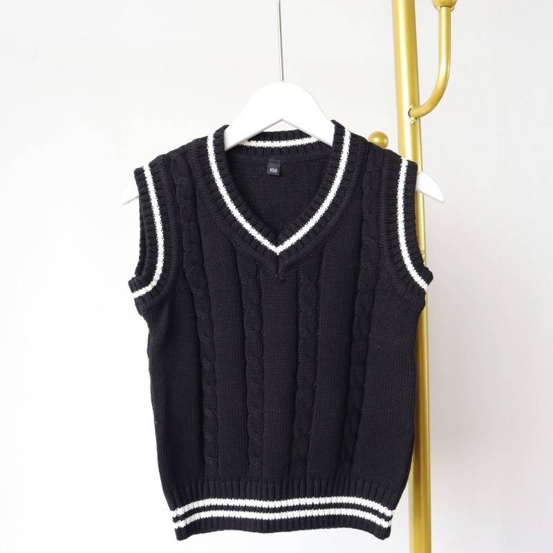 100-150 male and female sweater vest school uniform college wind vest clothing pure cotton middle school children's sweater hurdle shoulders