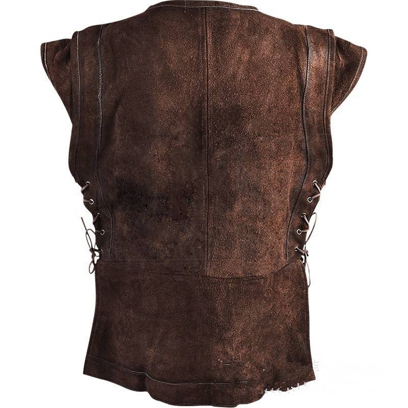 The vest vest vest men in the medieval Viking period, Nordic retro imitation leather shoulder pirate pirate hunting drama performance