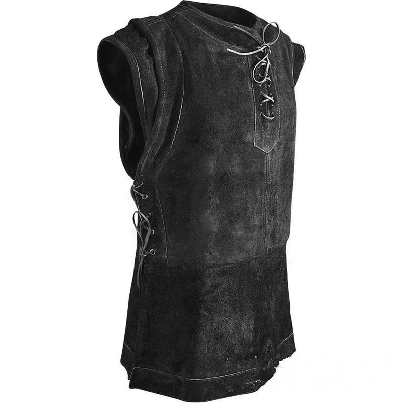 The vest vest vest men in the medieval Viking period, Nordic retro imitation leather shoulder pirate pirate hunting drama performance