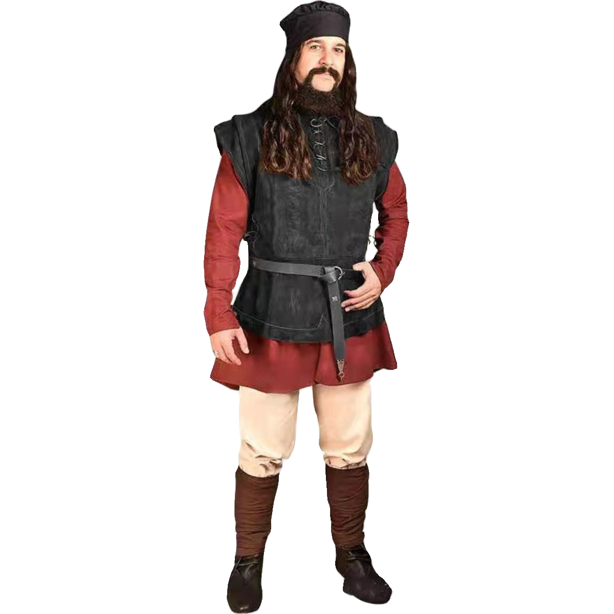 The vest vest vest men in the medieval Viking period, Nordic retro imitation leather shoulder pirate pirate hunting drama performance