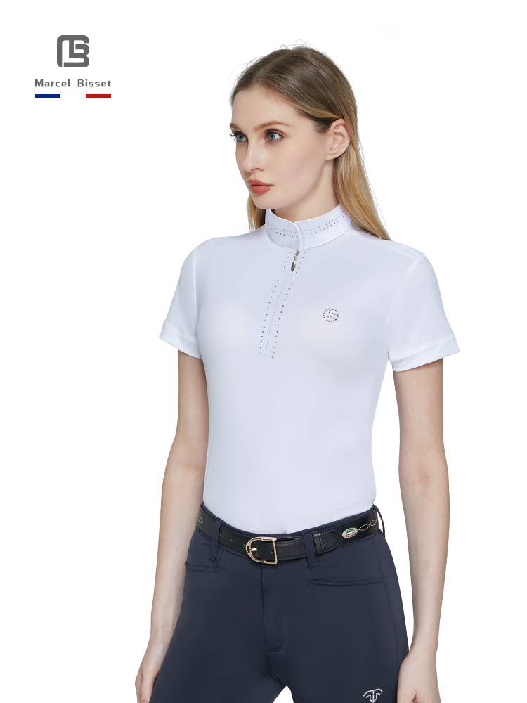Women's Equestrian Tournament Short -sleeved Spring and Summer Women's Riding T -Shirt Elastic Equestrian Equestrian Equestrian Equipment Equipment 634