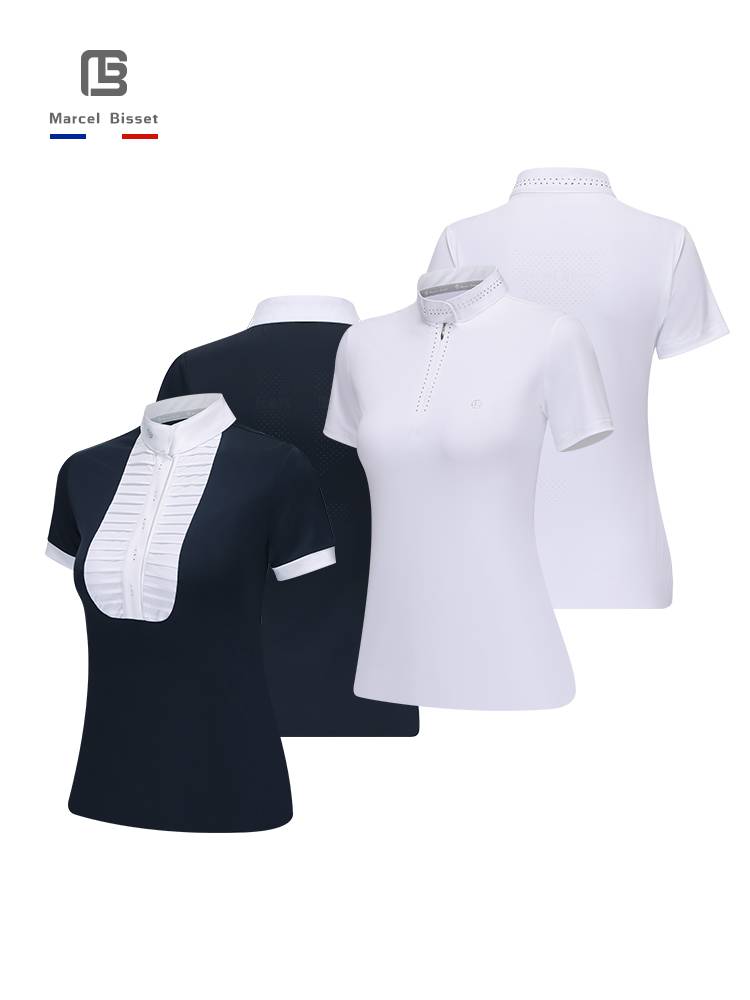 Women's Equestrian Tournament Short -sleeved Spring and Summer Women's Riding T -Shirt Elastic Equestrian Equestrian Equestrian Equipment Equipment 634