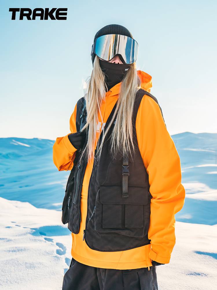 Trake new waterproof windproof single -board skiers women's vest loose couple tops with men's ski vest