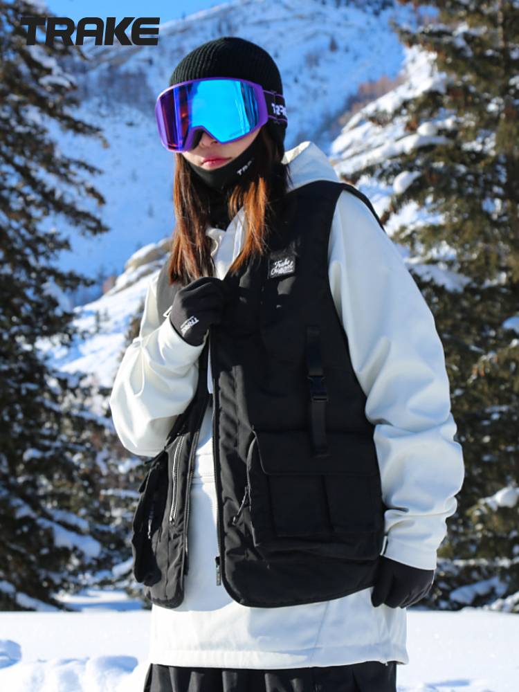 Trake new waterproof windproof single -board skiers women's vest loose couple tops with men's ski vest