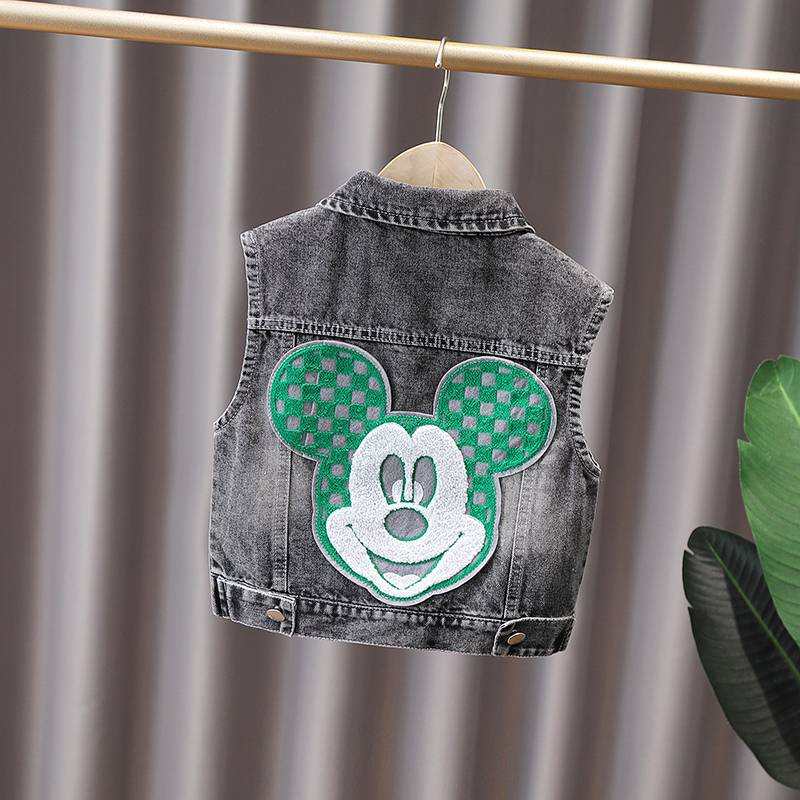 Girls' denim vest spring and autumn 2024 new foreign qi net red horse clip children's vest baby fashion autumn coat