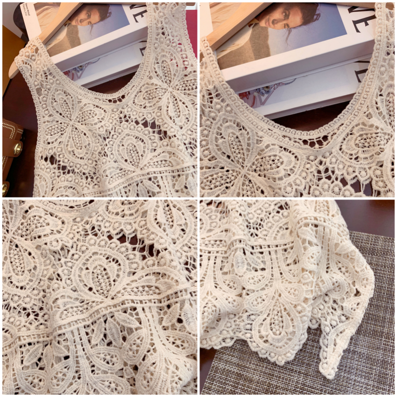 Embroidered hollow hook flower needle knit vest vest female summer new loose and thin outer jersey sleeveless top