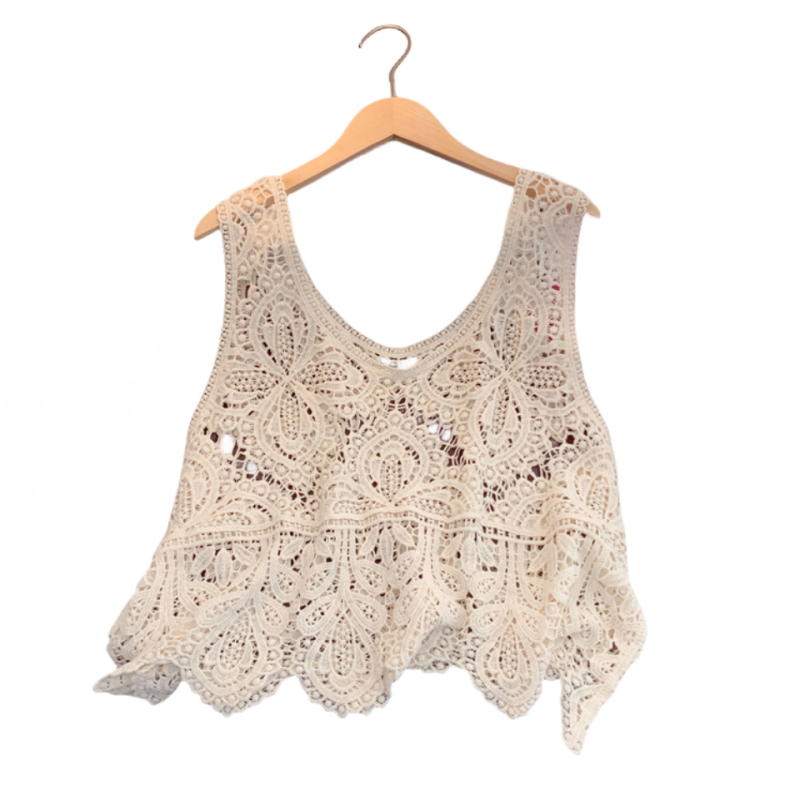 Embroidered hollow hook flower needle knit vest vest female summer new loose and thin outer jersey sleeveless top