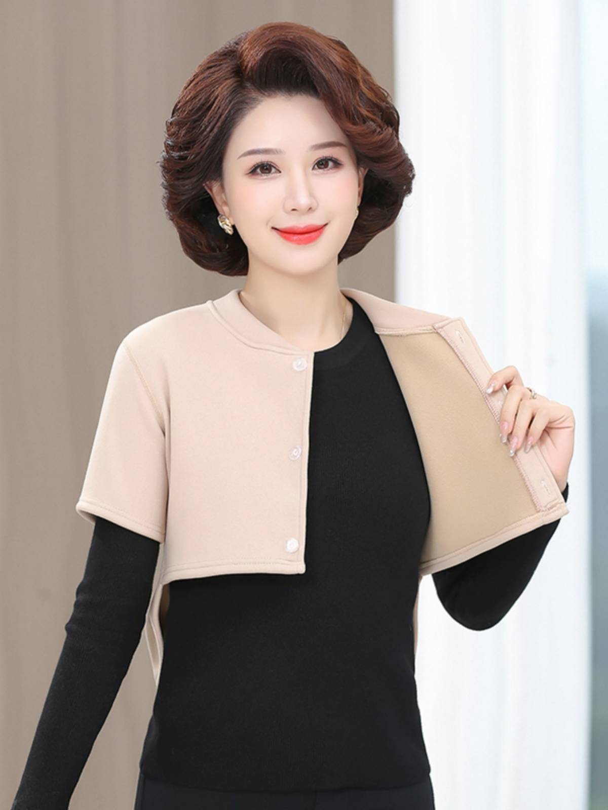 German velvet shoulder -keeping heating warm underwear female autumn and winter plus velvet vest mothers cervical spine anti -cold lamb velvete back