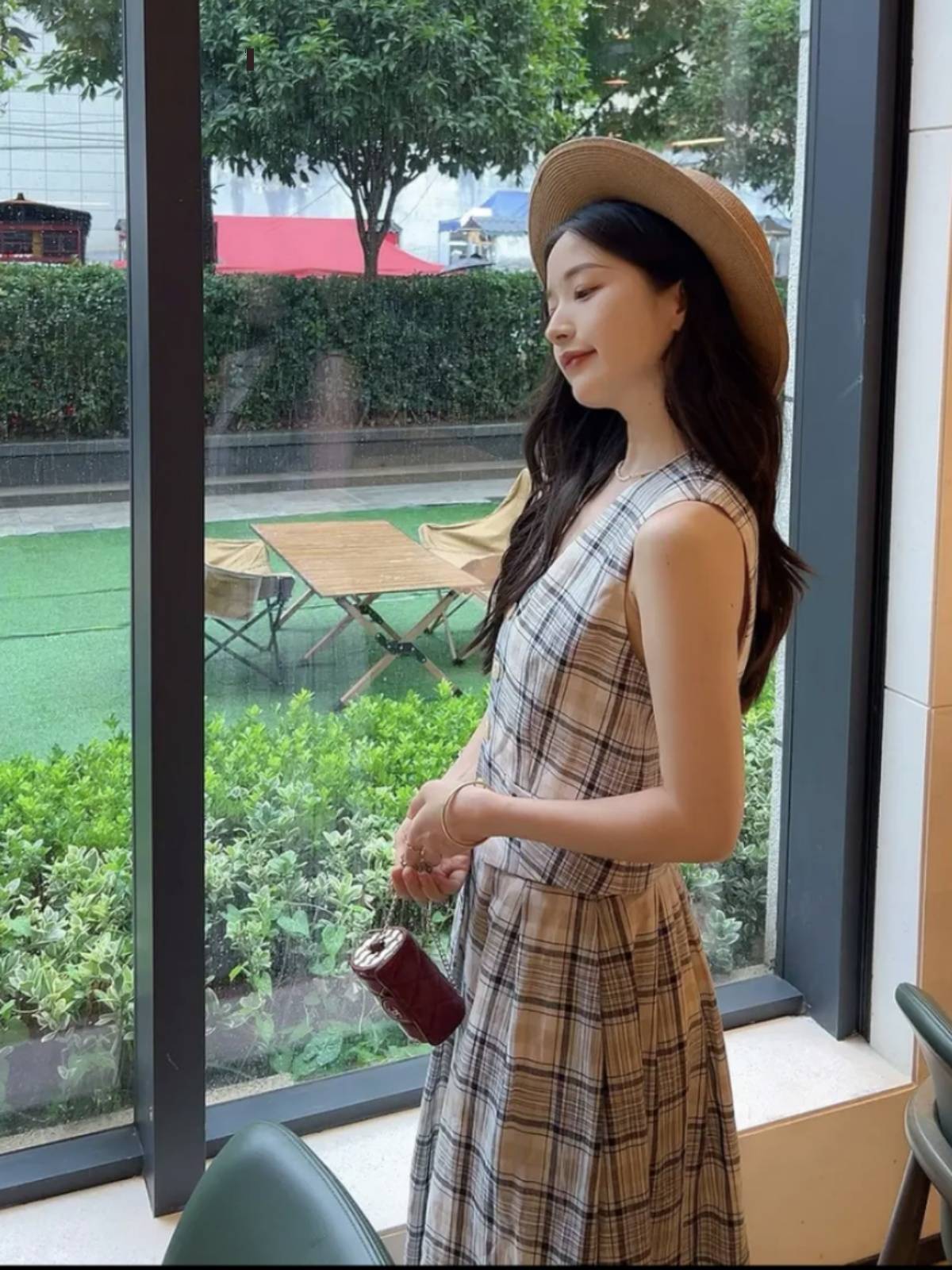 Brother Ama Shizheng} New product} 2024 vest skirt plaid set 1400808+1200375
