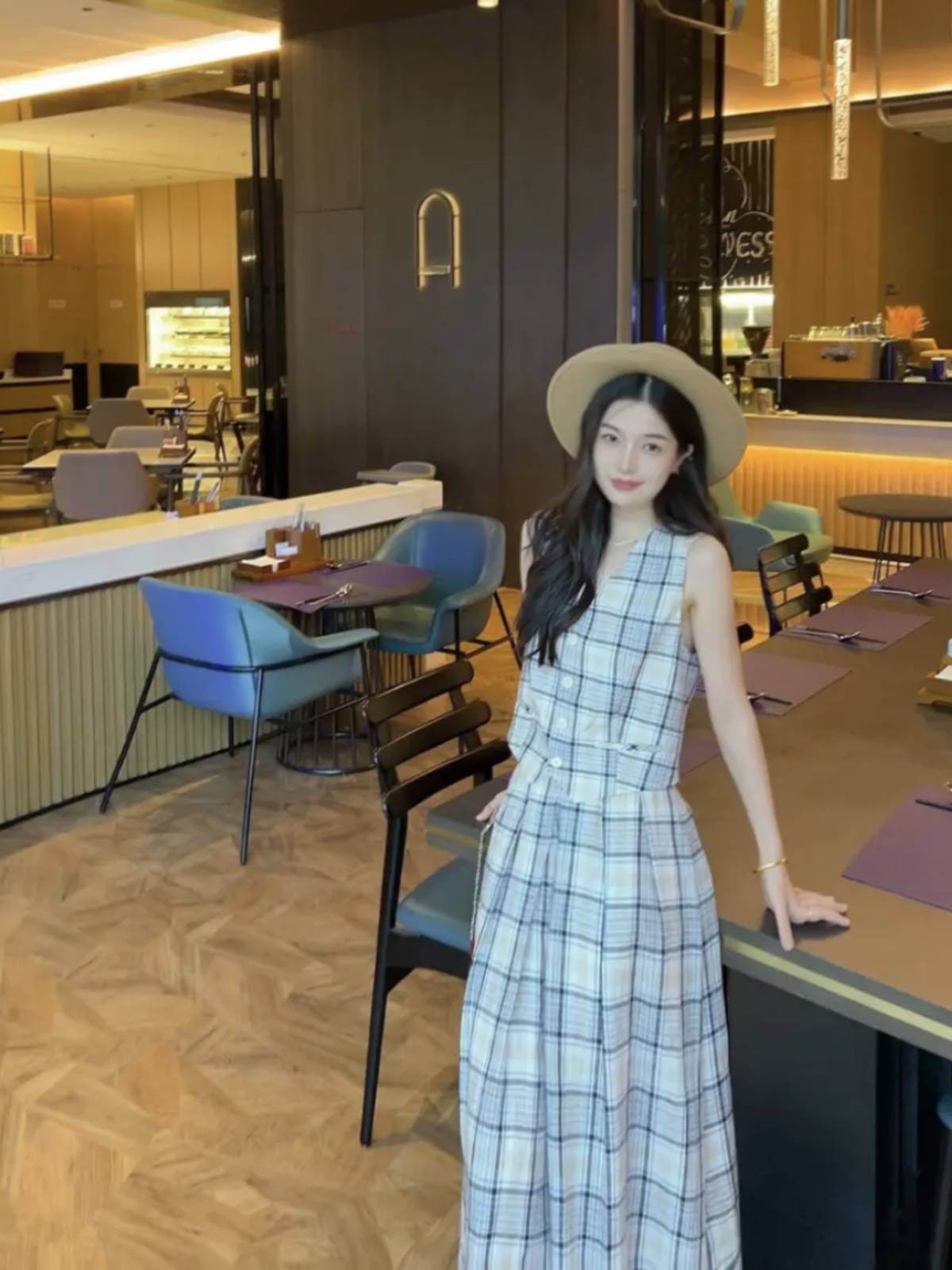 Brother Ama Shizheng} New product} 2024 vest skirt plaid set 1400808+1200375