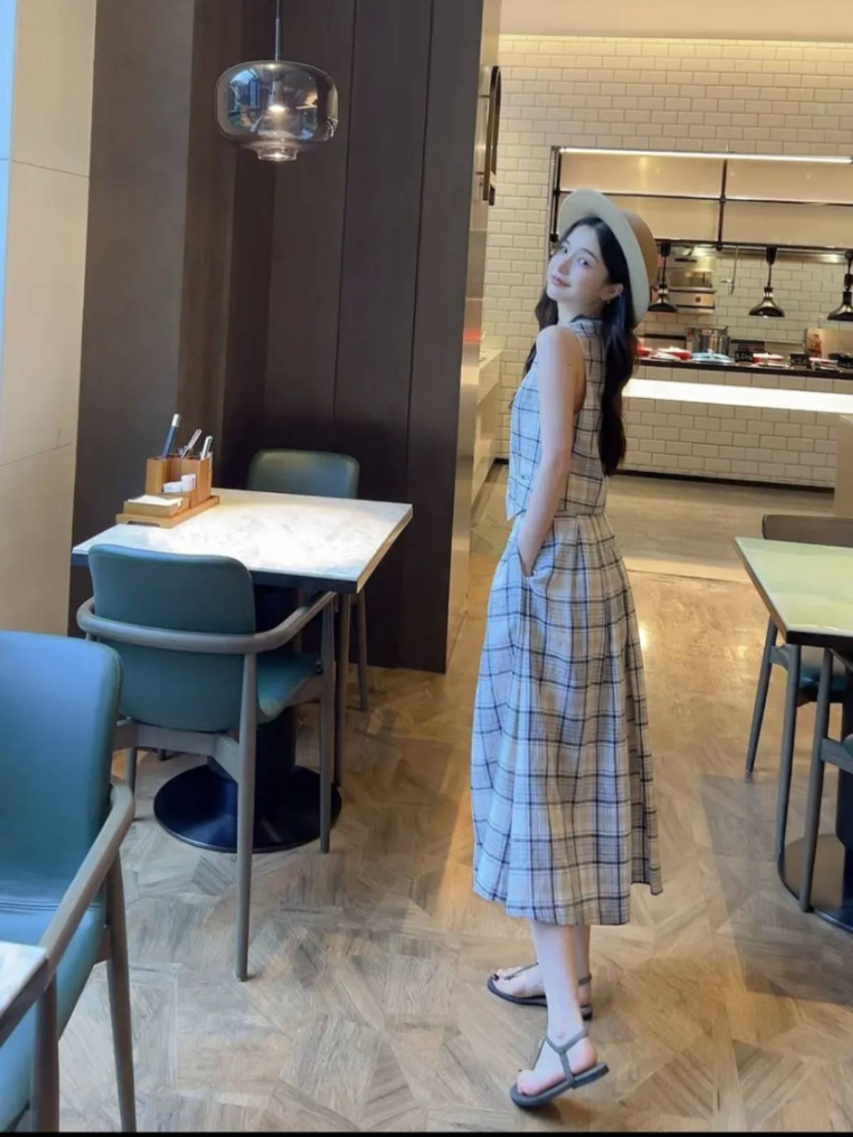 Brother Ama Shizheng} New product} 2024 vest skirt plaid set 1400808+1200375