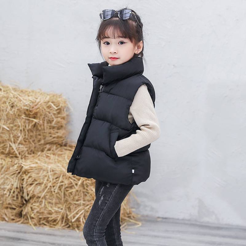 Girls' down cotton vest 2024 autumn and winter new small and medium -sized children's foreign boys, thick warm horses clip jacket