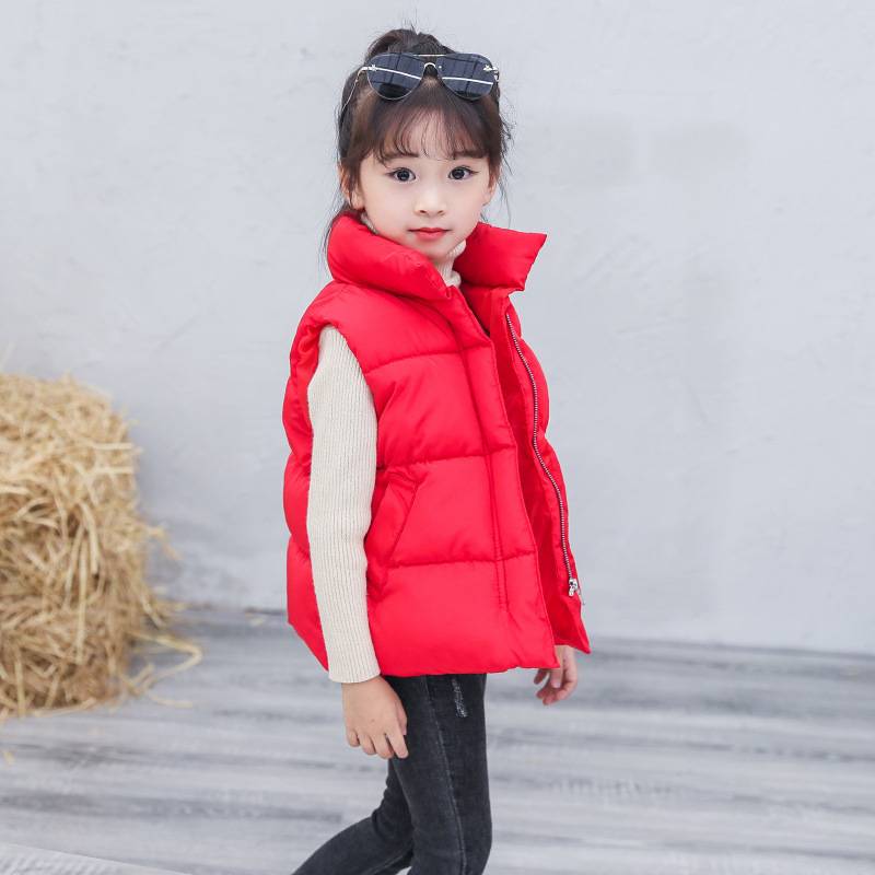 Girls' down cotton vest 2024 autumn and winter new small and medium -sized children's foreign boys, thick warm horses clip jacket