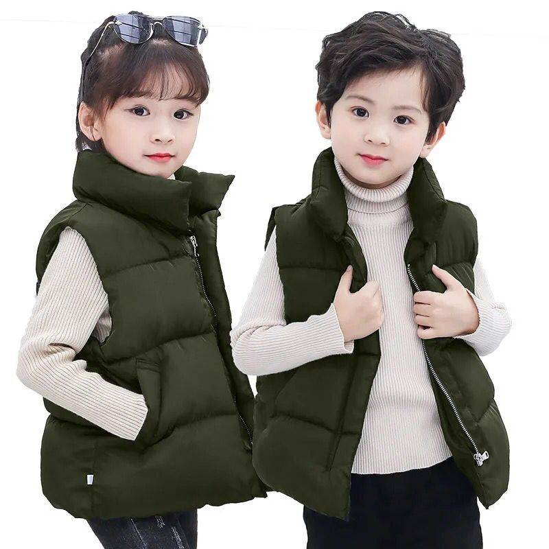 Girls' down cotton vest 2024 autumn and winter new small and medium -sized children's foreign boys, thick warm horses clip jacket