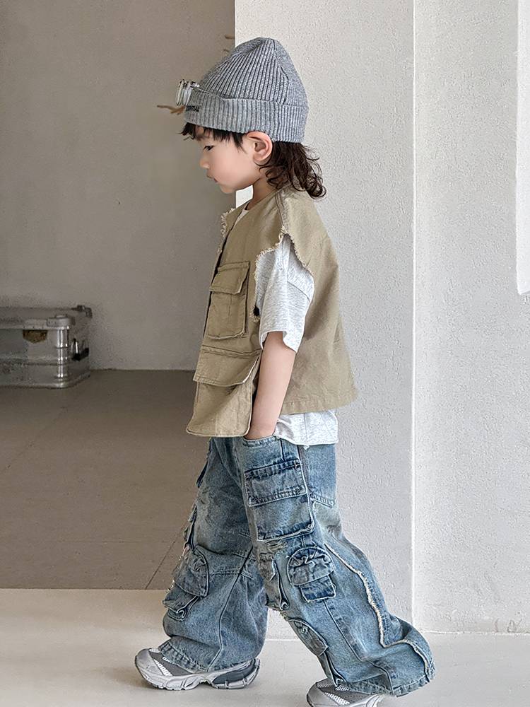 Xiaomuqi boy summer jacket baby new vest, foreign qi outer qi wear+pants