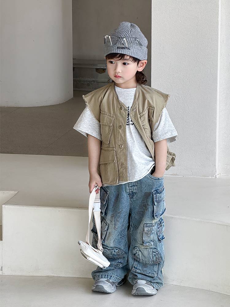 Xiaomuqi boy summer jacket baby new vest, foreign qi outer qi wear+pants