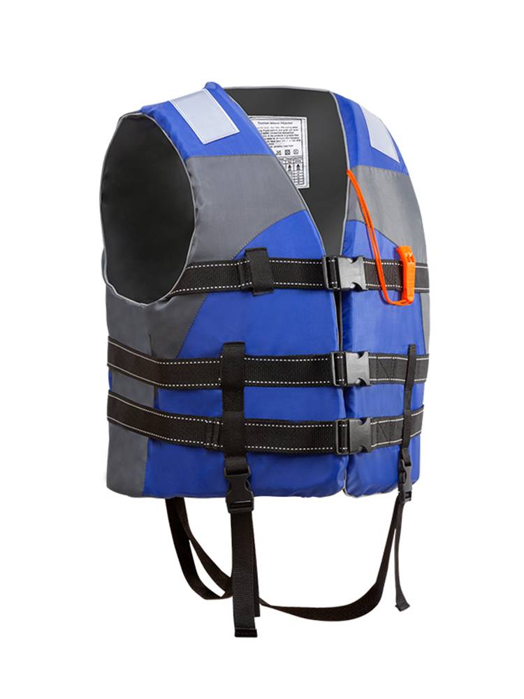 Children with adult coats of vests specializing in fishing on a large floating boat for life-saving clothing