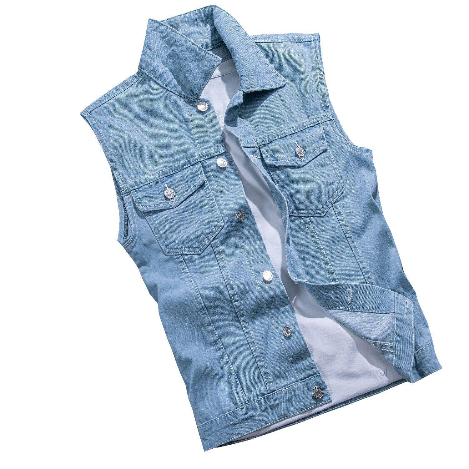 Cowboy vest men's retro INS Korean versatile sleeveless vest spring autumn trendy handsome aura couples shoulder jacket